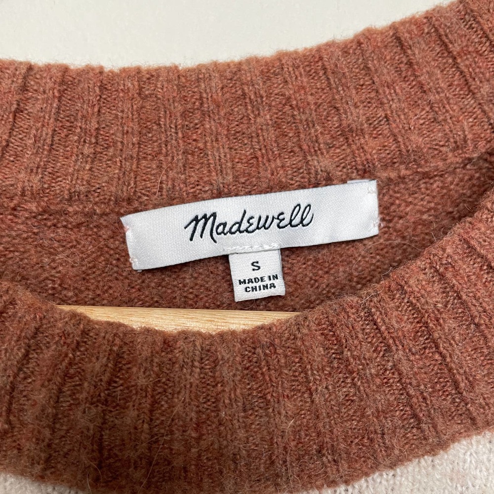 Madewell Merino Wool Alpaca Blend Color Block Crew Neck Sweater S - Picture 5 of 10